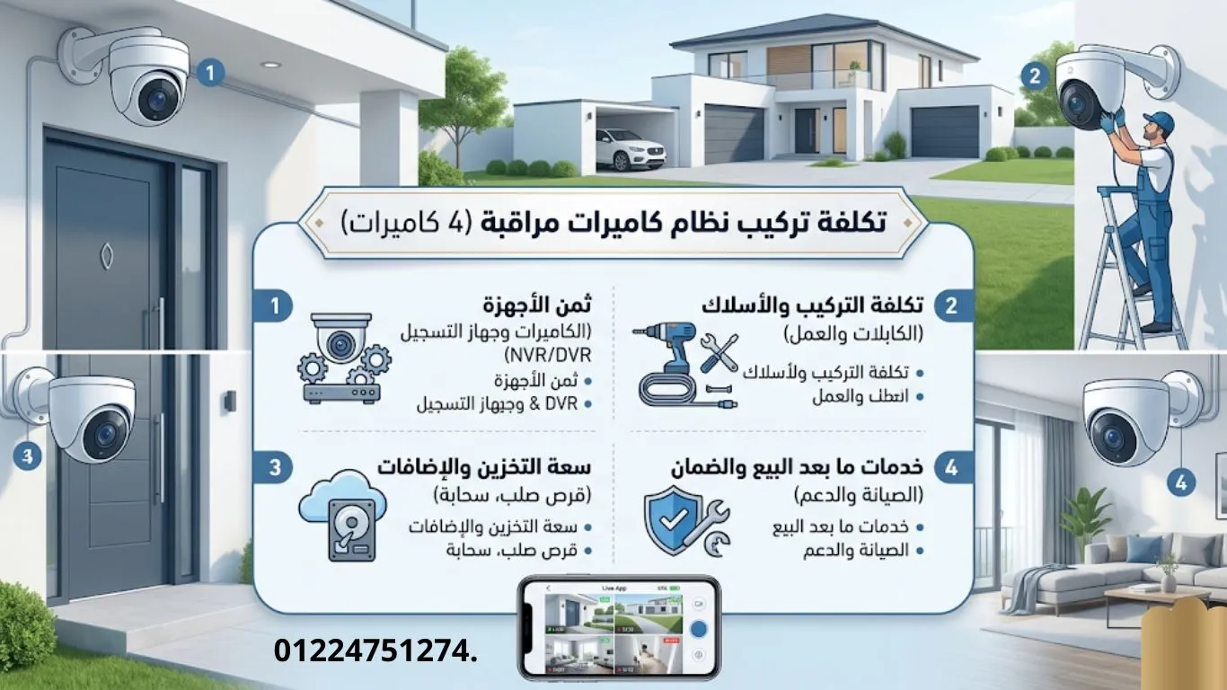 تكلفة تركيب 4 كاميرات مراقبة في مصر 2026